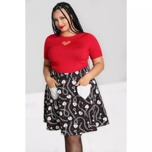 Hell Bunny Dresses & Skirts - Hell Bunny Black & White Heart Lock Mini Skirt